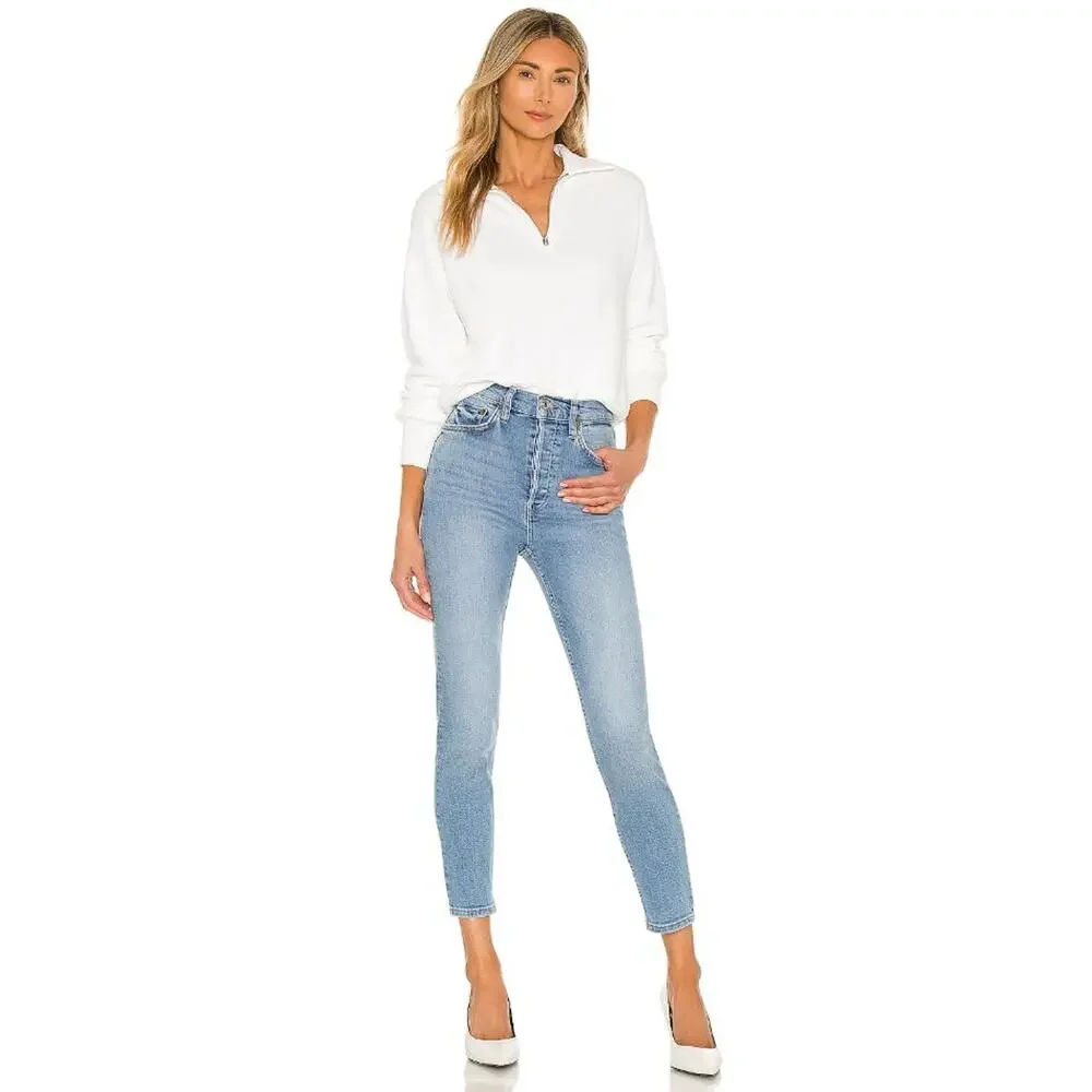 Re/Done Originals Light Wash Denim 90’s High Rise Skinny Ankle Crop Jeans - Picture 2 of 13